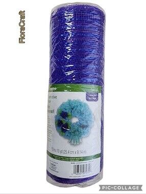 FloraCraft craft mesh metalic colbalt blue floral arrangement fabric